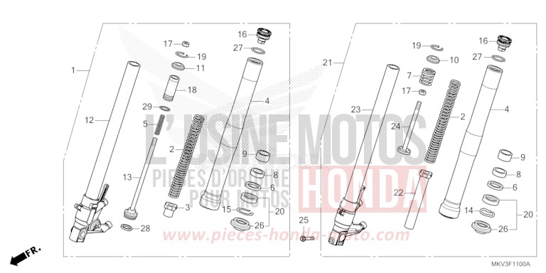 GABEL, VORNE von Forza 750 MAT JEANS BLUE MATALLIC (PB417) von 2021